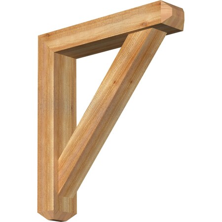 Traditional Craftsman Rough Sawn Bracket W/ Offset Brace, Western Red Cedar, 6W X 30D X 34H